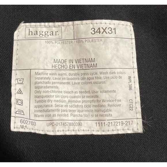 Haggar Mens Black Pleated Dress Pants Size 34W 30L Tailored Fit Cuffed Hem - Picture 7 of 7